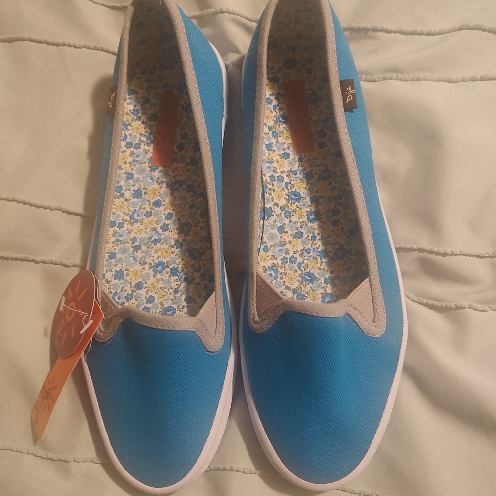 Converse Women's Blue and Gray Slip-On Flats